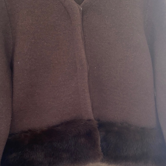 Sunday Brown Sweater with Fur Trim - Picture 3 of 11